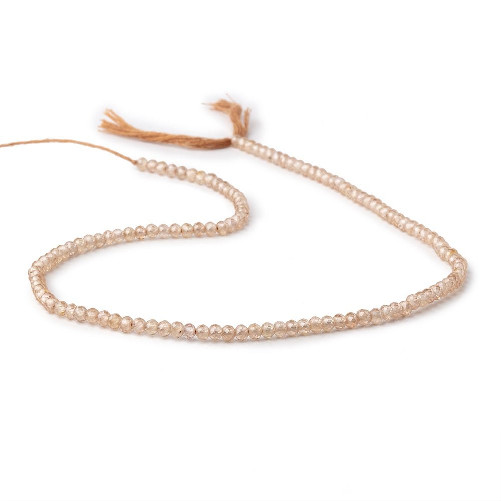 3.4mm Warm Champagne Zircon Micro Faceted Rondelles 12.5 inch 120 Beads AA - Beadsofcambay.com