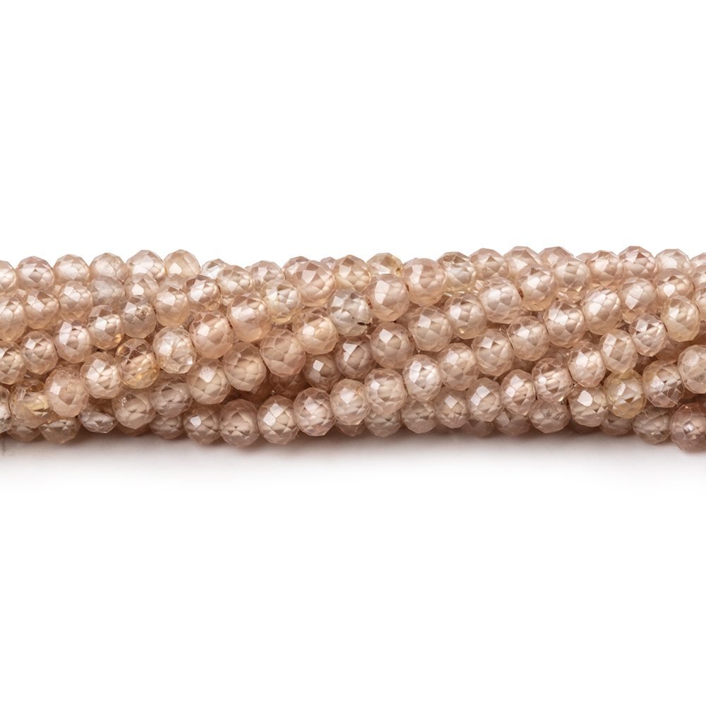 3.4mm Warm Champagne Zircon Micro Faceted Rondelles 12.5 inch 120 Beads AA - Beadsofcambay.com