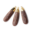 34x10mm Gold Leafed Ferrous Quartz Pear Pendant 1 piece - Beadsofcambay.com