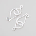 34x12mm Sterling Silver Shiny Hook and Eye Clasp 1 piece - Beadsofcambay.com