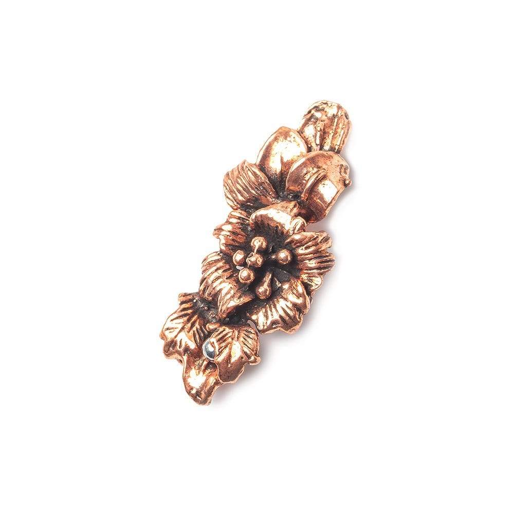 34x13x8mm Copper Connector , Hibiscus Flower and Leaves - Beadsofcambay.com