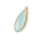 34x14mm Vermeil Bezel Seafoam Chalcedony Plain Pear Pendant 1 piece - Beadsofcambay.com