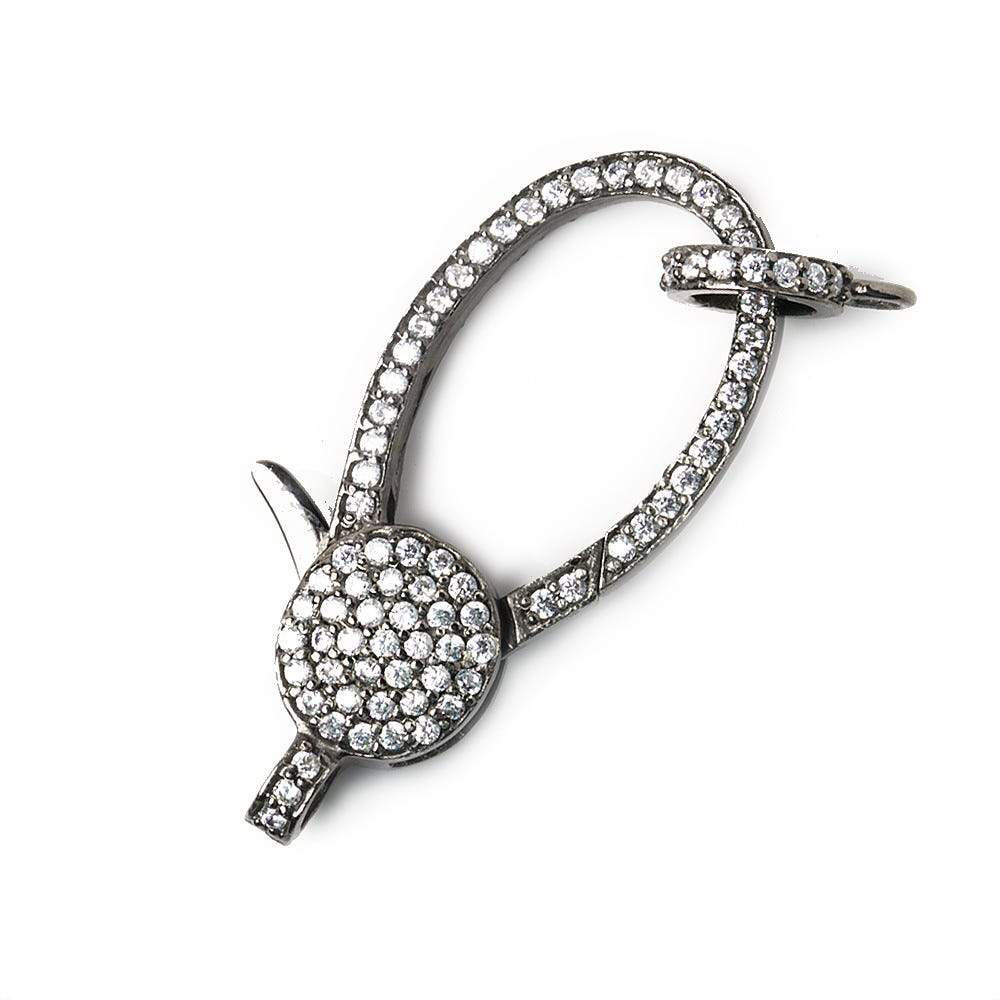 34x15mm Black Gold .925 Silver Pave CZ Lobster Clasp with CZ Ring 1 piece - Beadsofcambay.com