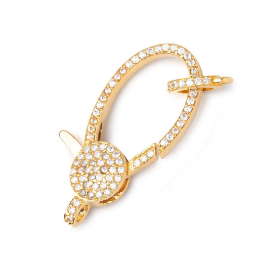34x15mm Vermeil Pave CZ Lobster Clasp with CZ Ring 1 piece - Beadsofcambay.com