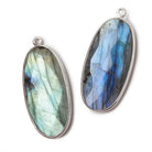 34x16mm Silver .925 Bezeled Labradorite faceted Oval Pendant 1 piece - Beadsofcambay.com