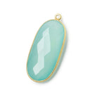 34x16mm Vermeil Bezeled Seaglass Chalcedony faceted Oval Pendant 1 piece - Beadsofcambay.com