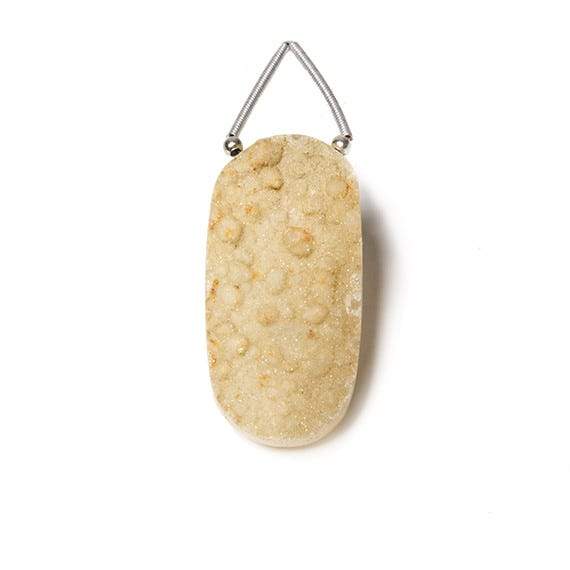 34x17mm Creamy Yellow Agate Drusy Freeform Focal Bead 1 piece - Beadsofcambay.com