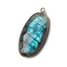 34x17mm Silver Bezel Labradorite Faceted Oval Pendant 1 piece - Beadsofcambay.com