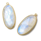 33x17mm Vermeil Bezel Rainbow Moonstone Faceted Oval Pendant 1 piece - Beadsofcambay.com