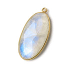 33x17mm Vermeil Bezel Rainbow Moonstone Faceted Oval Pendant 1 piece - Beadsofcambay.com
