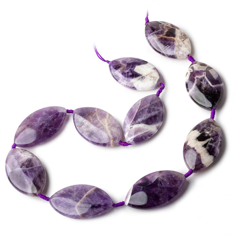 34x20x8mm Cape Amethyst straight drilled plain marquise 16 inch 10 beads - Beadsofcambay.com