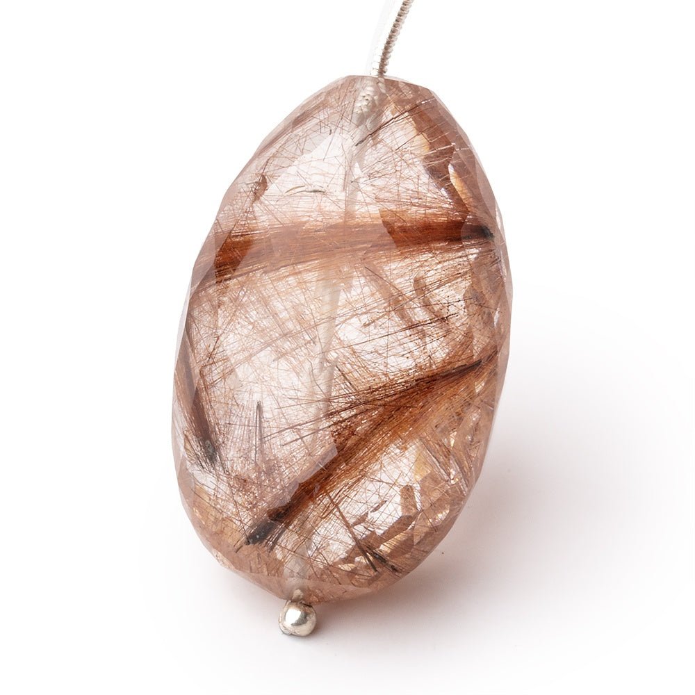 34x23x19mm Rutilated Quartz Faceted Nugget Focal Bead 1 piece - Beadsofcambay.com