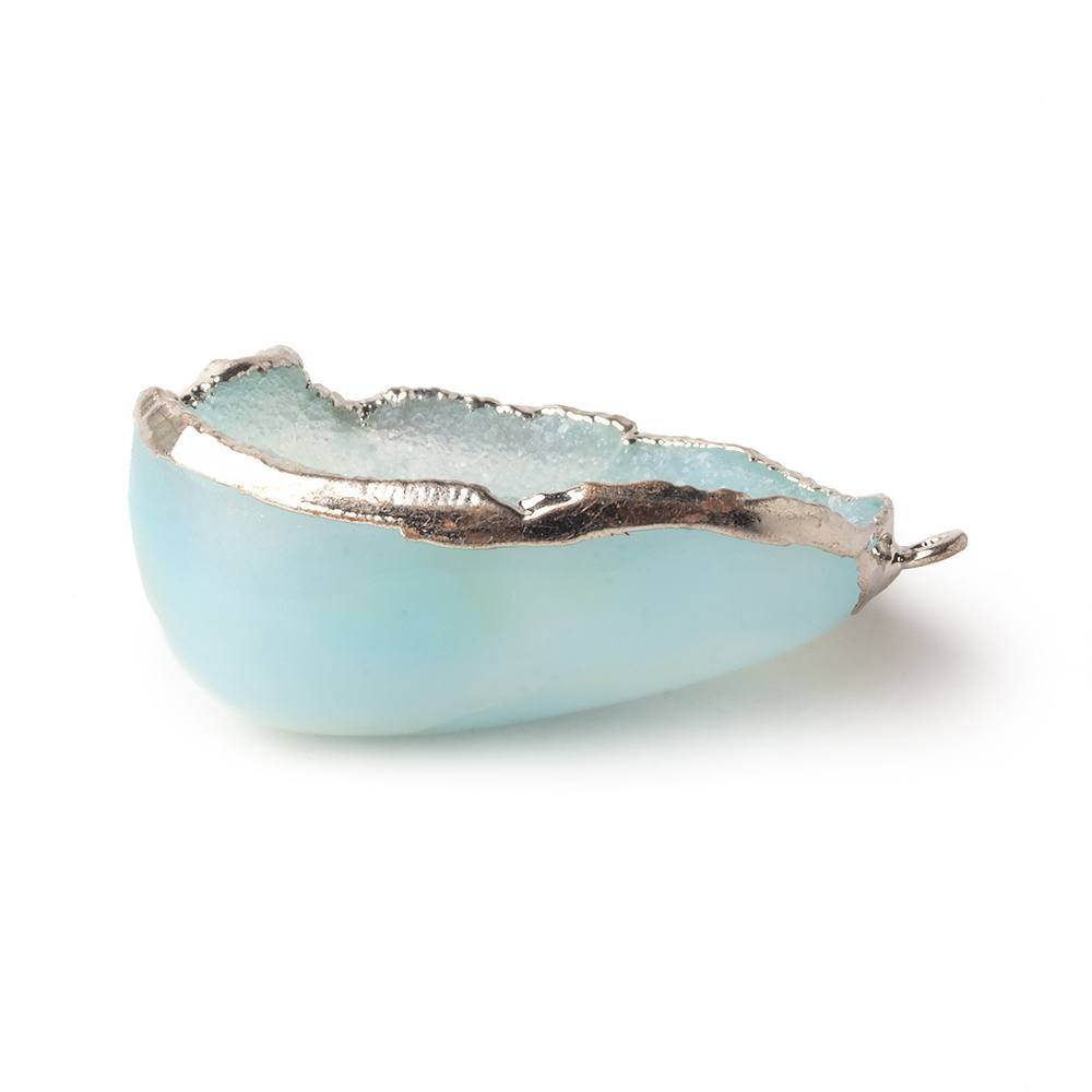 34x25x13mm Silver Leafed Sky Blue Concave Drusy Focal Pendant 1 piece - Beadsofcambay.com