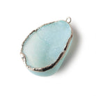 34x25x13mm Silver Leafed Sky Blue Concave Drusy Focal Pendant 1 piece - Beadsofcambay.com