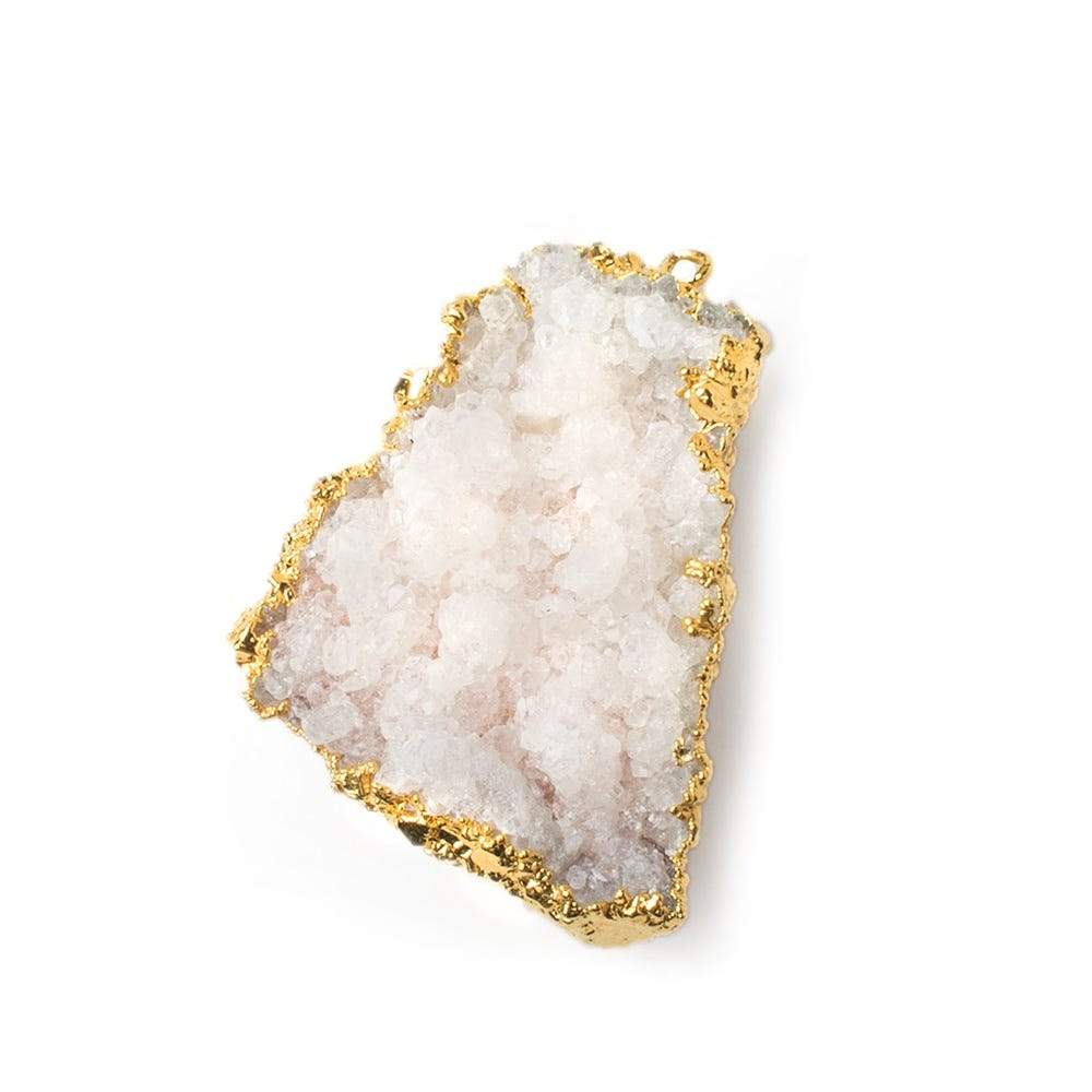 34x27mm 22kt Gold Leaf Edged Calcite Mineral Crystal Pendant 1 piece - Beadsofcambay.com