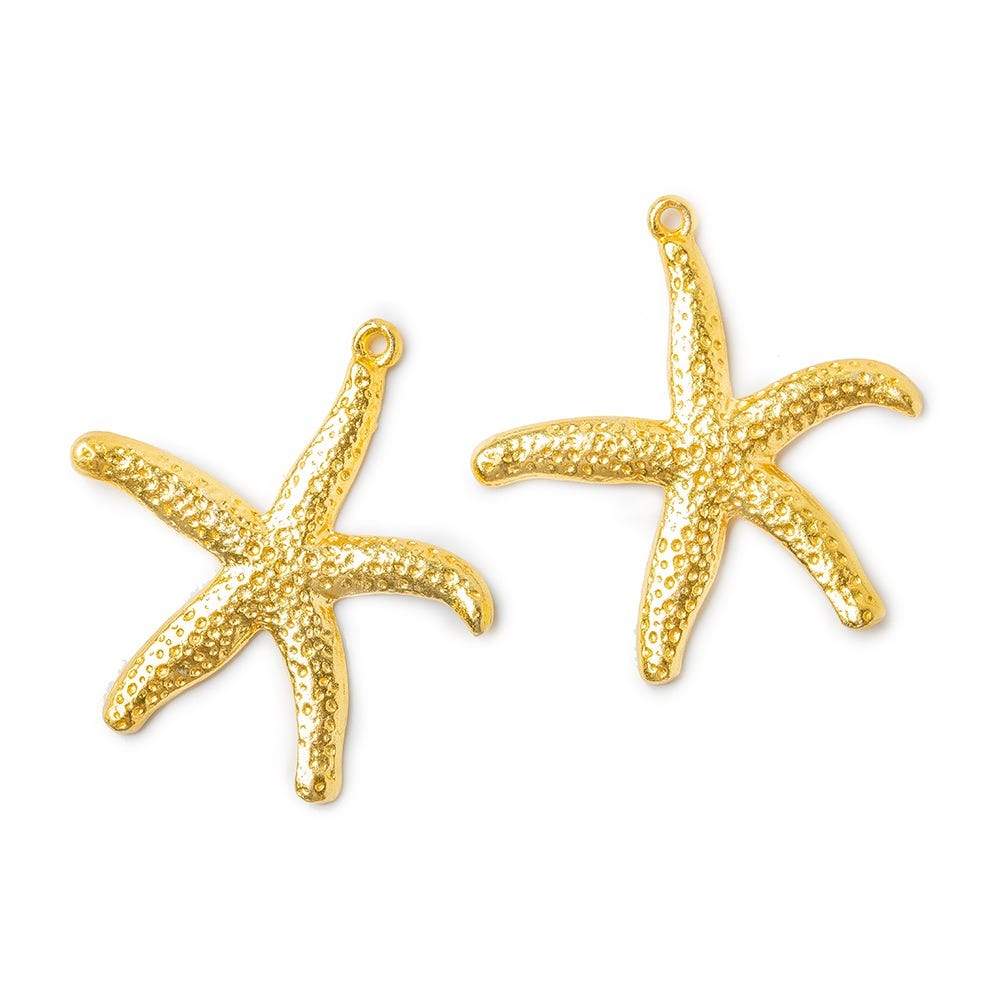 34x32mm 22kt Gold plated Copper Starfish Charm Finding Set of 2 - Beadsofcambay.com
