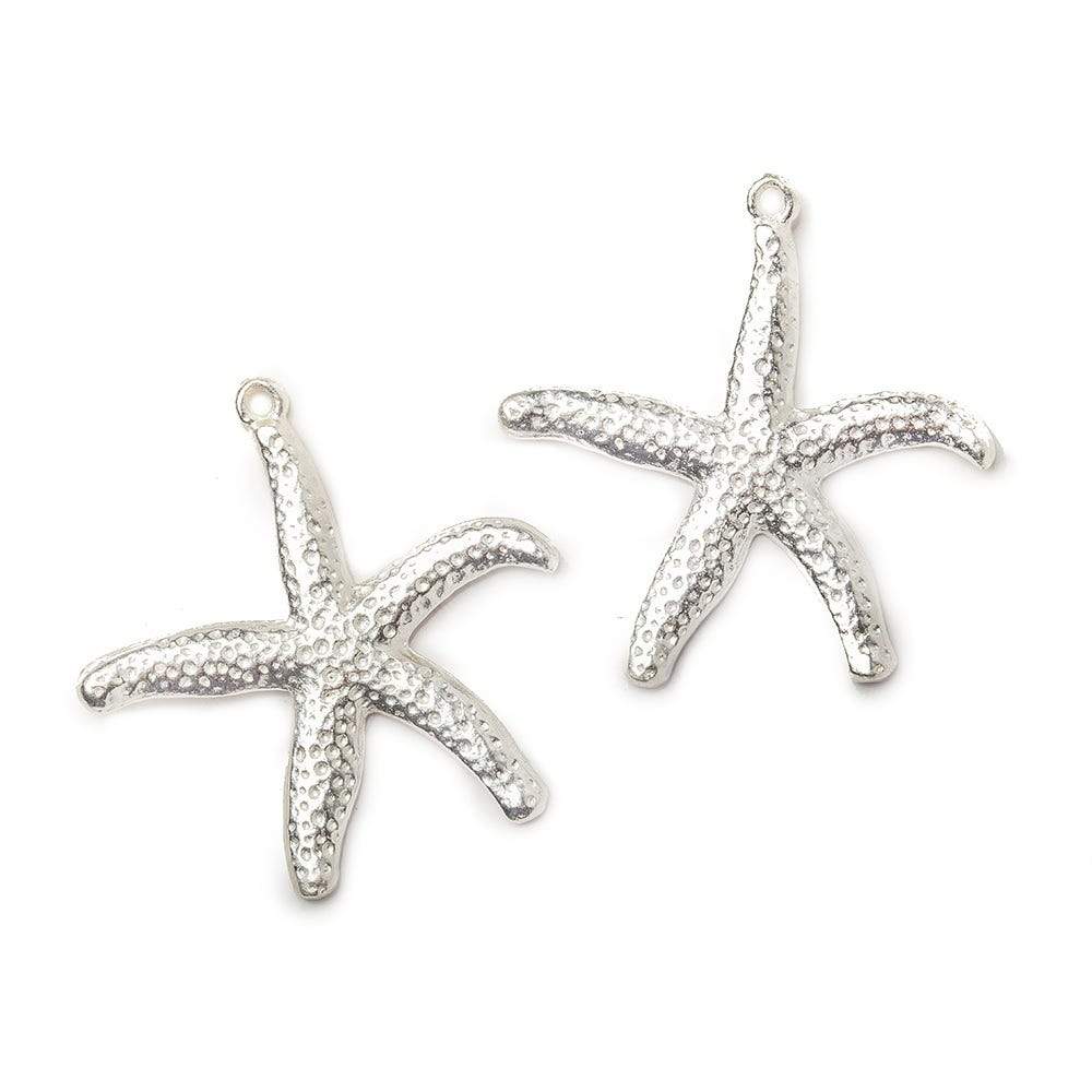 34x32mm Sterling Silver plated Copper Starfish Charm Finding Set of 2 - Beadsofcambay.com