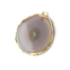 34x33mm Gold Leafed Natural Stalactite Solar Quartz Coin Pendant 1 piece - Beadsofcambay.com