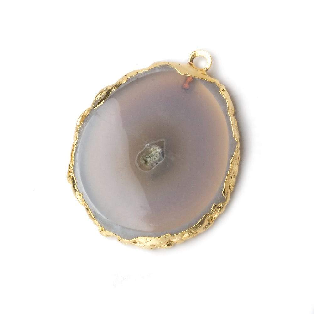 34x33mm Gold Leafed Natural Stalactite Solar Quartz Coin Pendant 1 piece - Beadsofcambay.com
