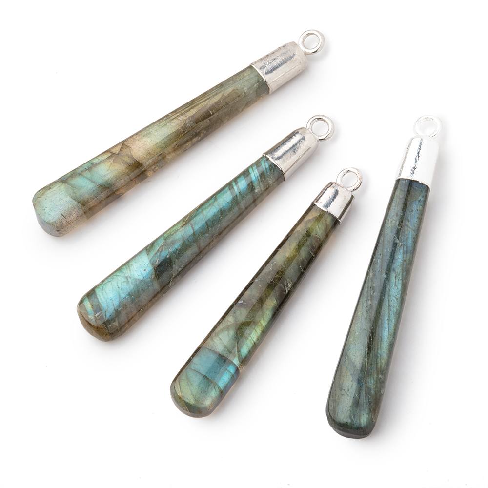 34x6-40x7mm Silver Leafed Labradorite Pear Pendant 1 piece - Beadsofcambay.com