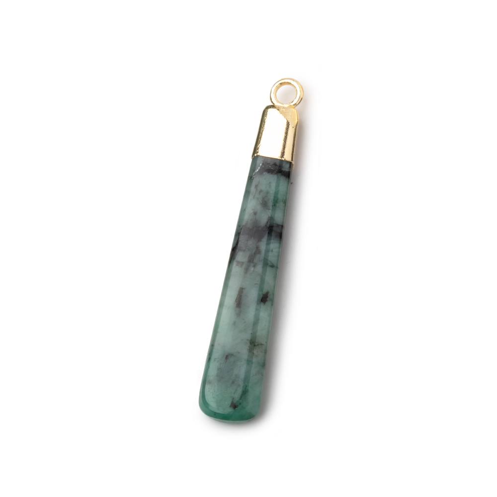 34x6mm Gold Leafed Emerald Plain Pear Pendant 1 piece - Beadsofcambay.com