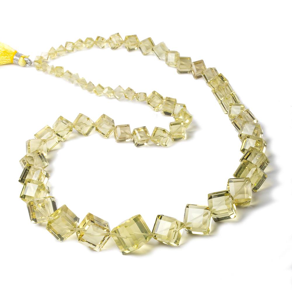 3.5-12mm Lemon Quartz Beveled Edge Cube beads 19 inch 63 pieces - Beadsofcambay.com