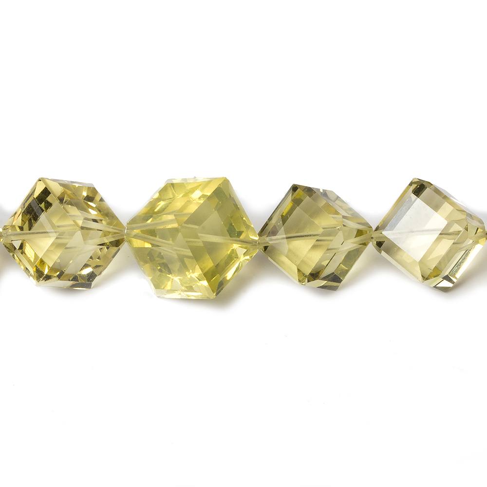 3.5-12mm Lemon Quartz Beveled Edge Cube beads 19 inch 63 pieces - Beadsofcambay.com