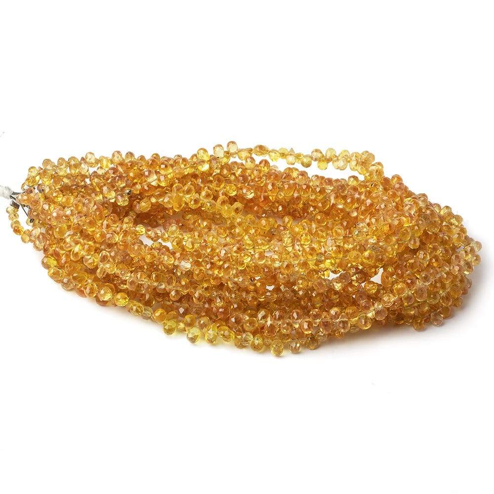 3.5-2.5-5x3mm Yellow Sapphire Micro Tear Drop Briolette 19 inch 240 pieces - Beadsofcambay.com