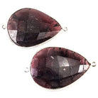 35 - 36mm Sterling Silver Bezeled Rhodolite Garnet Focal Connector Set of 2 - Beadsofcambay.com
