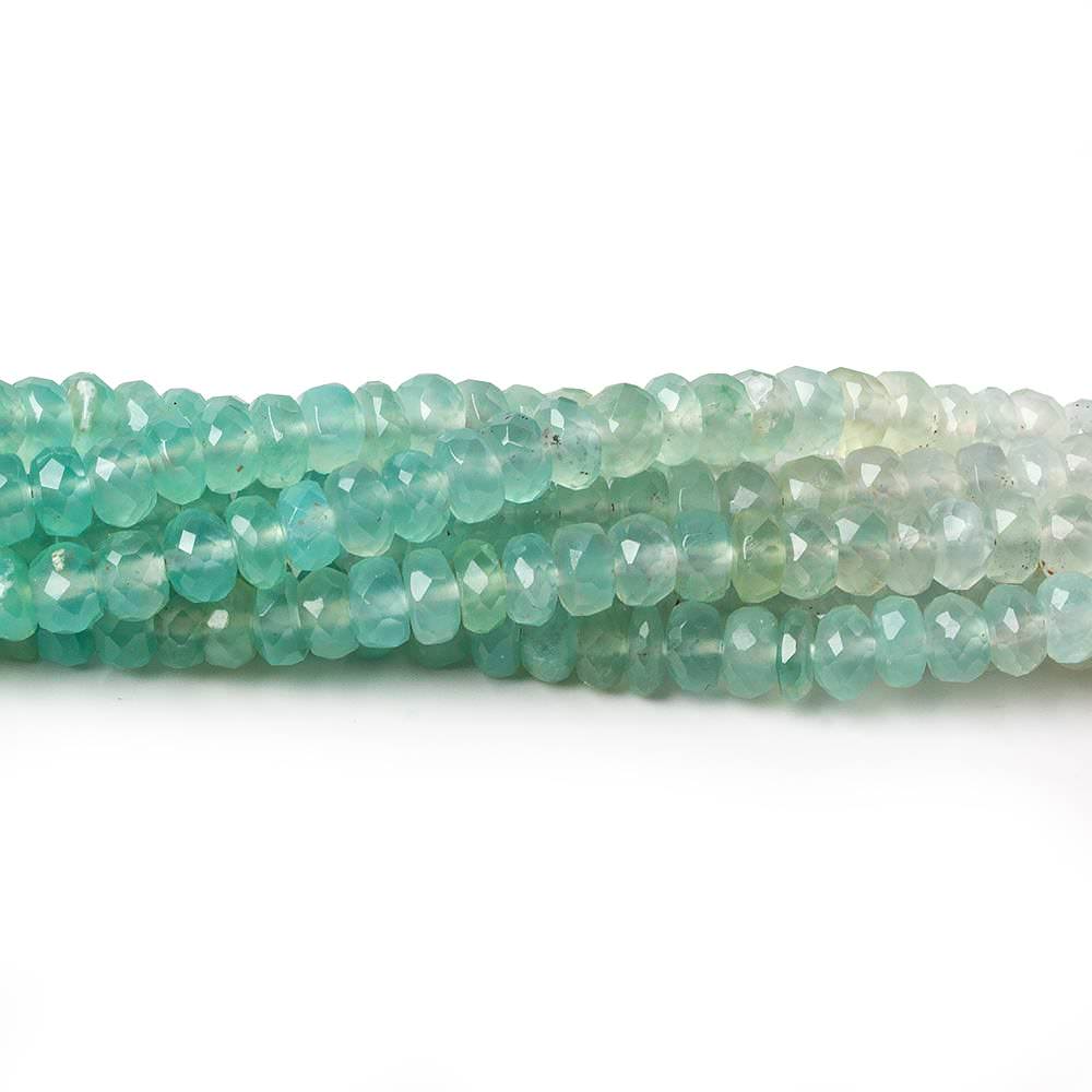 3.5-4.5mm Aqua Green Chalcedony faceted rondelles 18 inches 185 beads AA - Beadsofcambay.com