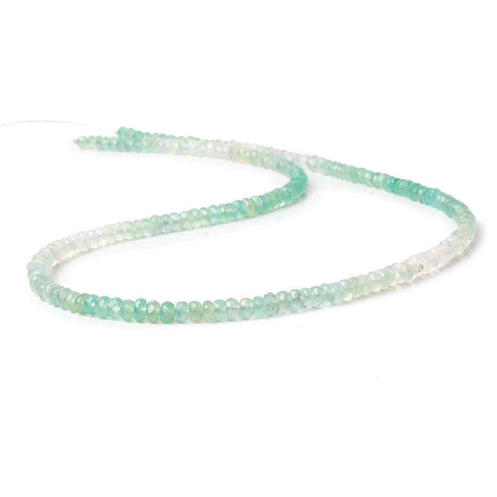 3.5-4.5mm Aqua Green Chalcedony faceted rondelles 18 inches 185 beads AA - Beadsofcambay.com