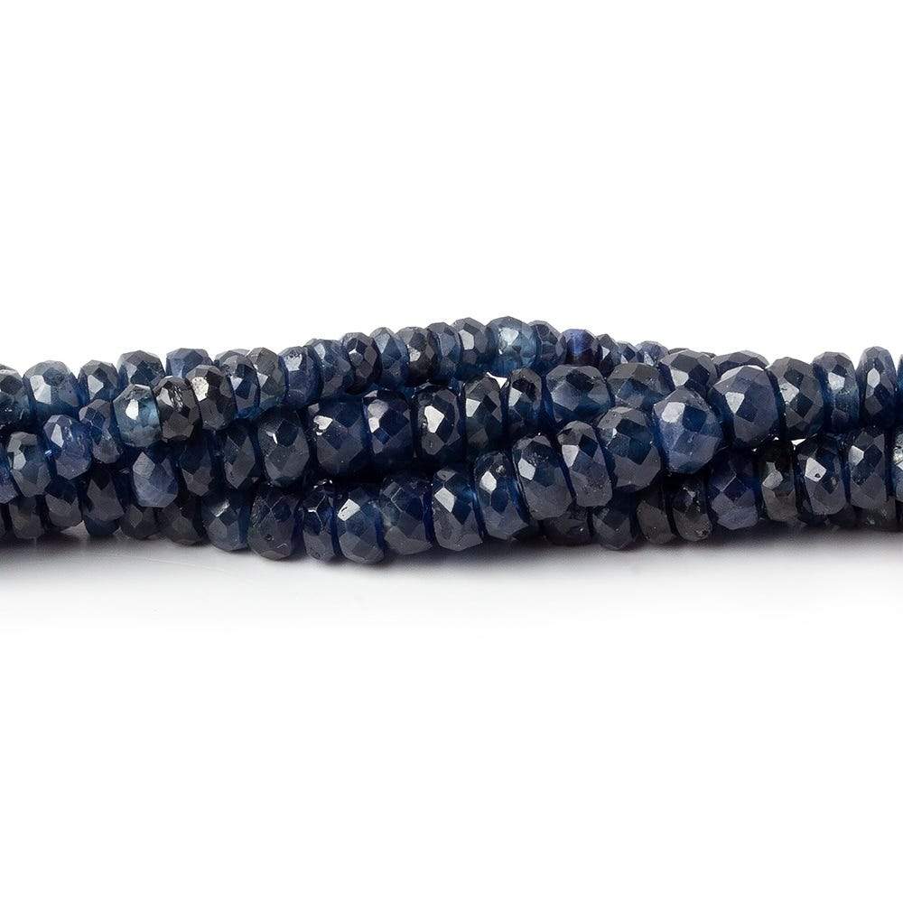 3.5-4.5mm Dark Blue Sapphire faceted rondelles 16 inches 210 beads AA - Beadsofcambay.com