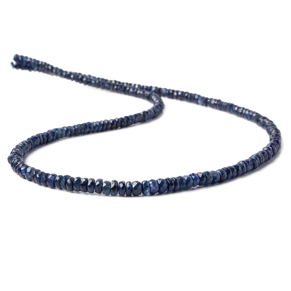 3.5-4.5mm Dark Blue Sapphire faceted rondelles 16 inches 210 beads AA - Beadsofcambay.com