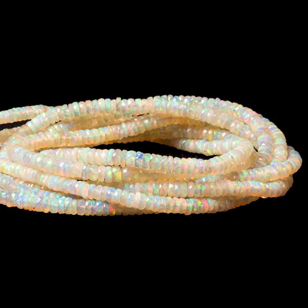 3.5-4.5mm Ethiopian Cream White Opal faceted heshi beads 16 inch 255 pieces - Beadsofcambay.com