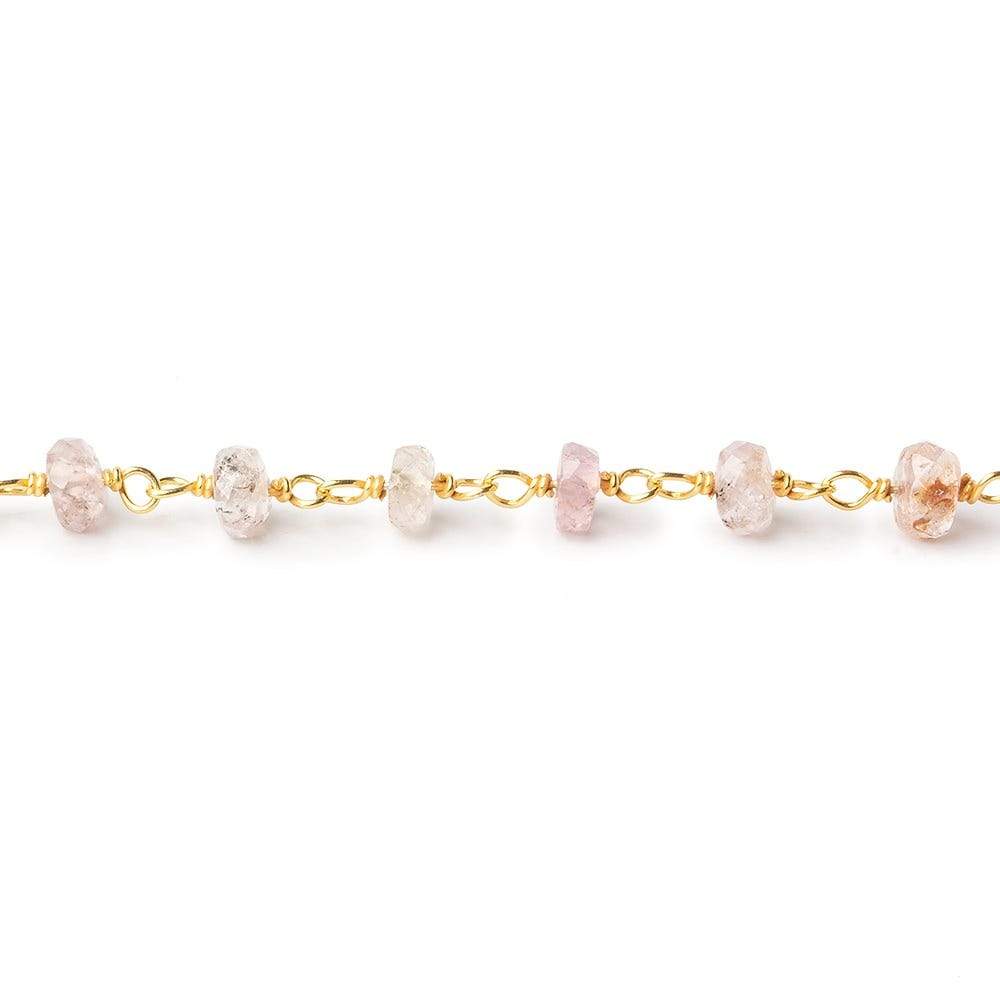 3.5-4.5mm Multi Color Topaz faceted rondelles on Vermeil Chain by the foot 40 beads per - Beadsofcambay.com