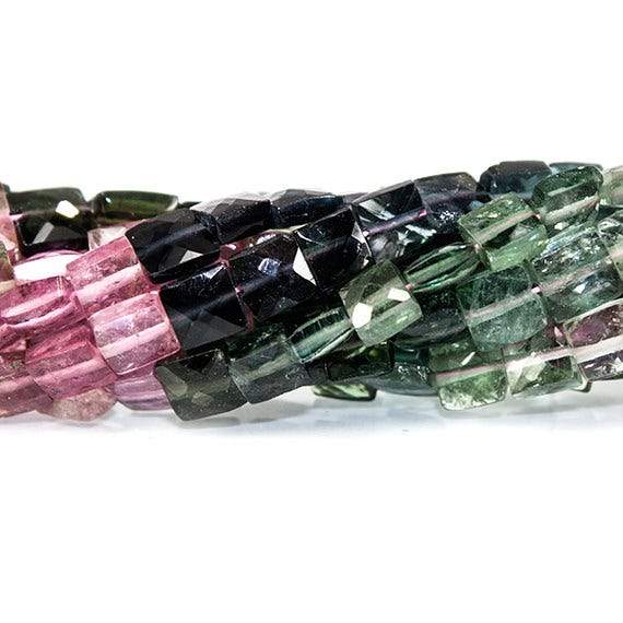 3.5-4.5mm Multi Color Tourmaline faceted Square Beads 14 inch 87 pieces - Beadsofcambay.com