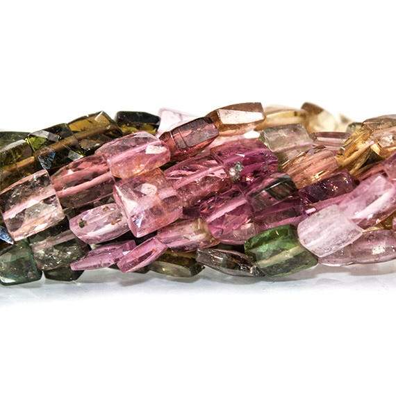 3.5-4.5mm Multi Color Tourmaline faceted Square Beads 14 inch 87 pieces - Beadsofcambay.com