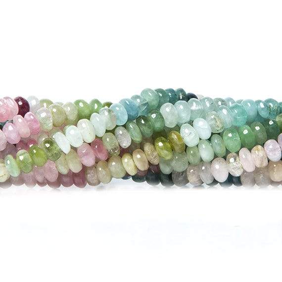 3.5-4.5mm MultiColor Tourmaline plain rondelle Beads 18 inch 200 pieces - Beadsofcambay.com