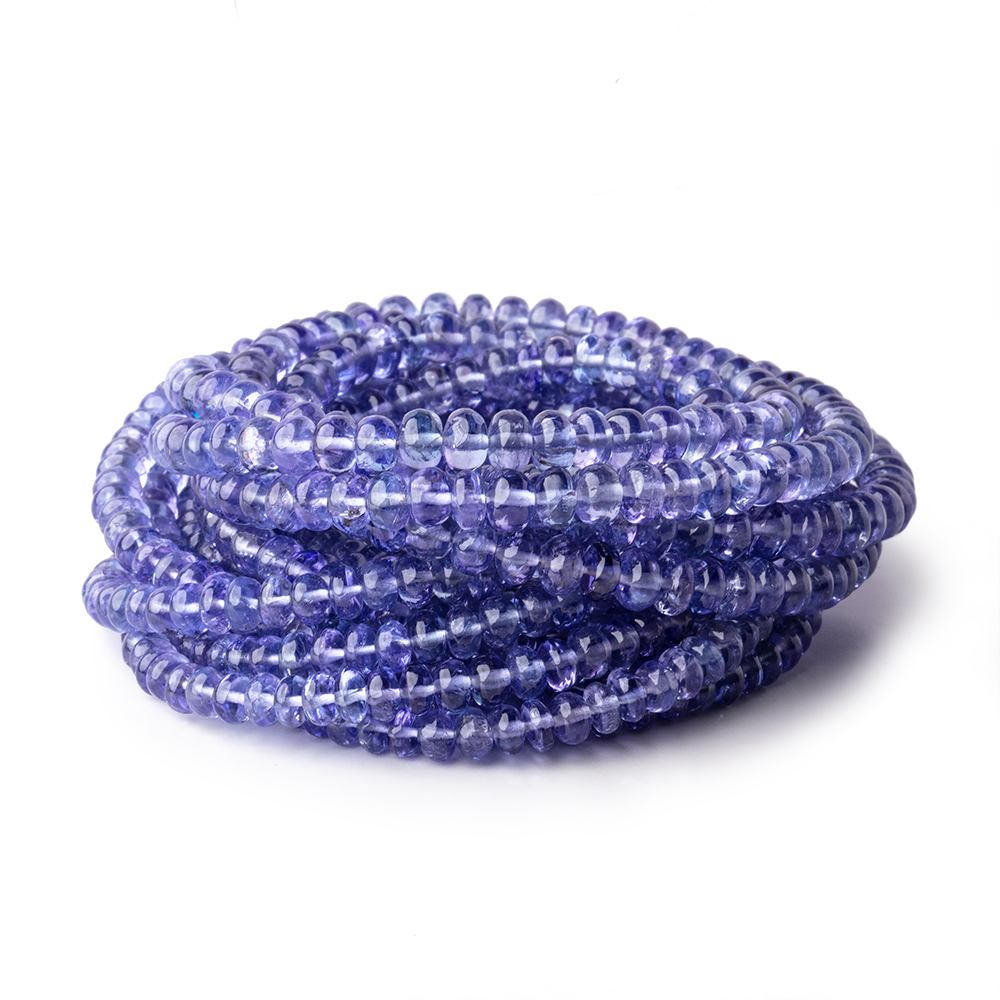 3.5-4.5mm Tanzanite Plain Rondelle Beads 16 inch 154 pieces AAA - Beadsofcambay.com
