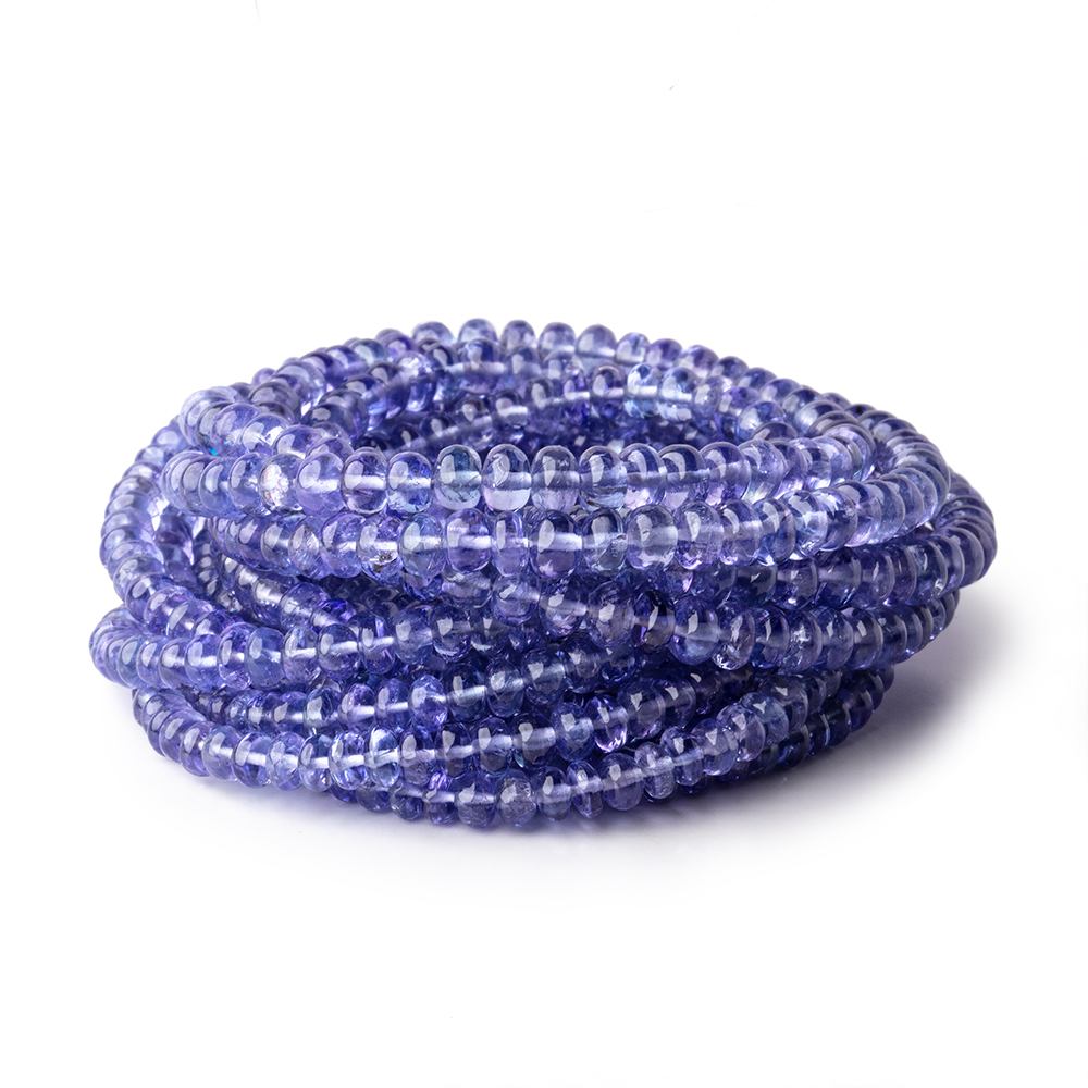 3.5-4.5mm Tanzanite Plain Rondelle Beads 16 inch 154 pieces AAA - Beadsofcambay.com