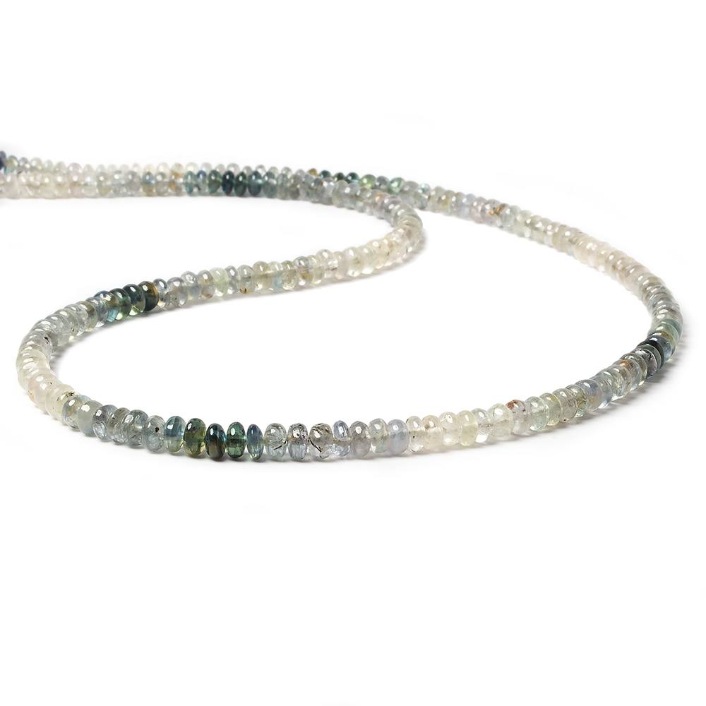 3.5-4.5mm White & Blue Sapphire plain rondelles 18 inch 200 beads - Beadsofcambay.com