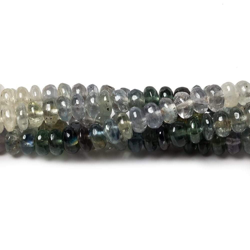3.5-4.5mm White & Blue Sapphire plain rondelles 18 inch 200 beads - Beadsofcambay.com
