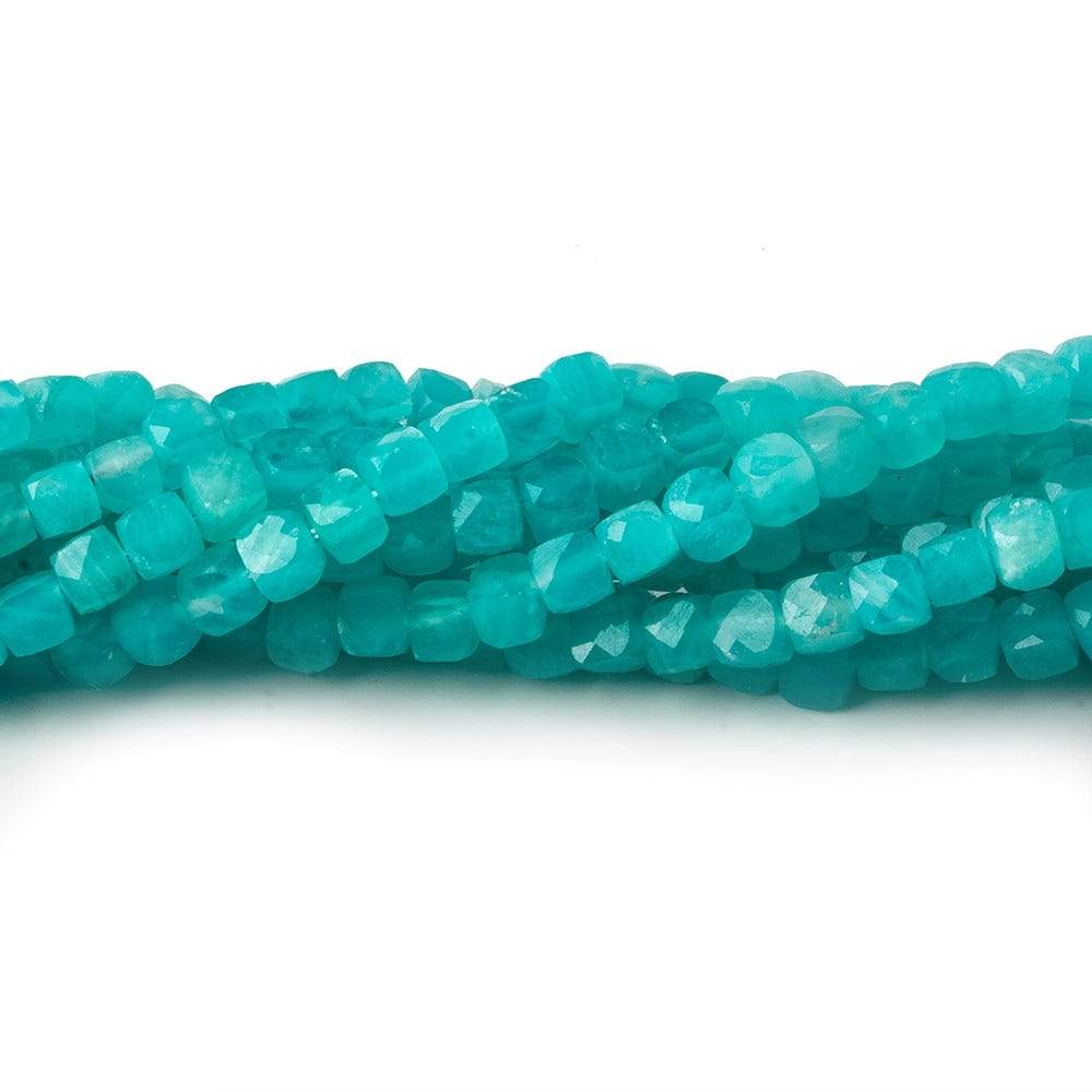 3.5-4mm Amazonite faceted cubes 12.5 inch 80 pieces A - Beadsofcambay.com
