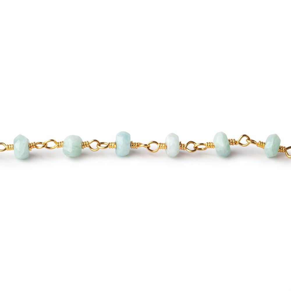 3.5-4mm Amazonite faceted rondelle Gold Chain by the foot 36 pieces - Beadsofcambay.com