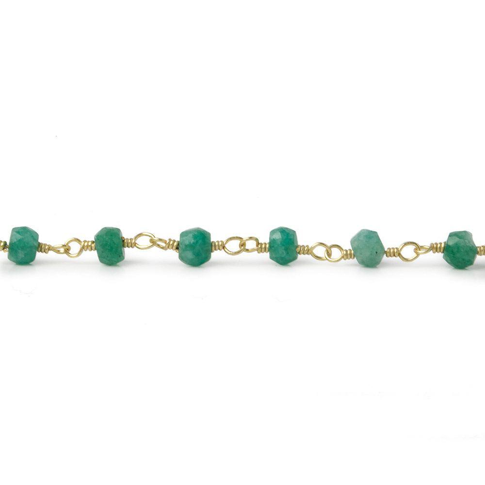 3.5-4mm Amazonite faceted rondelle Gold plated Chain by the foot 34 beads - Beadsofcambay.com