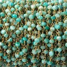 3.5-4mm Amazonite faceted rondelle Gold plated Chain by the foot 37 pcs - Beadsofcambay.com