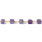 3.5-4mm Amethyst Plain Cube with Vermeil Chain by the foot 34 pieces - Beadsofcambay.com