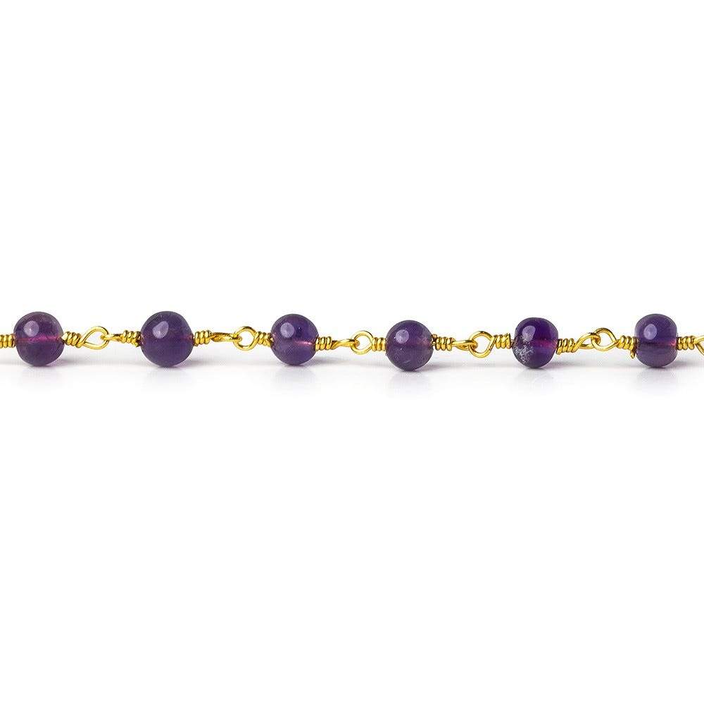 3.5-4mm Amethyst plain round Gold Chain by the foot - Beadsofcambay.com