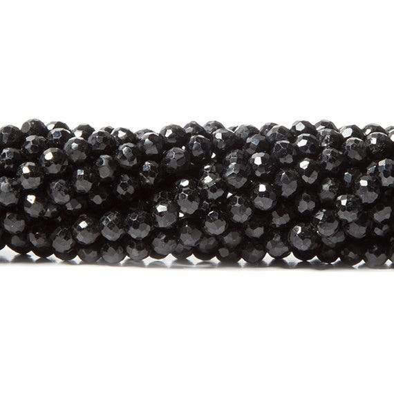 3.5-4mm Black Tourmaline Beads Faceted Round 94 pcs - Beadsofcambay.com