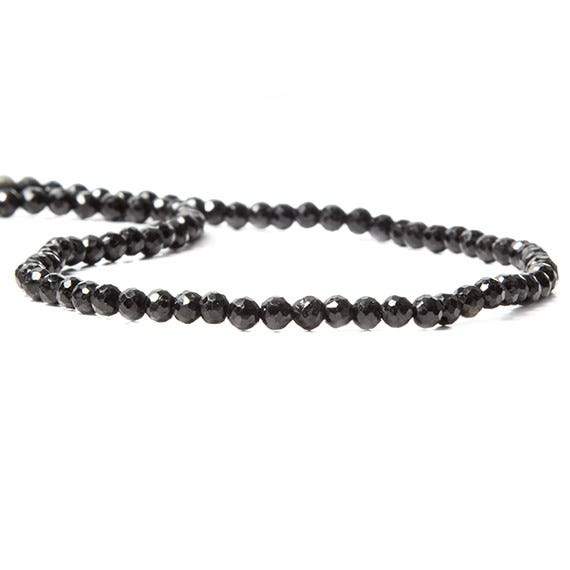 3.5-4mm Black Tourmaline Beads Faceted Round 94 pcs - Beadsofcambay.com
